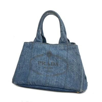 Prada Canapa - Jeans Tote Bag () In Blue