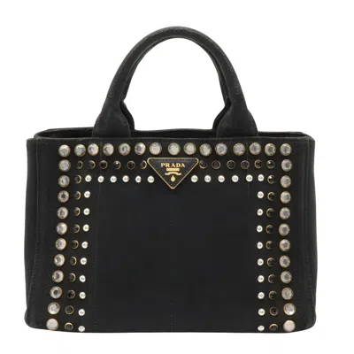 Prada Canapa Canvas Tote Bag () In Black