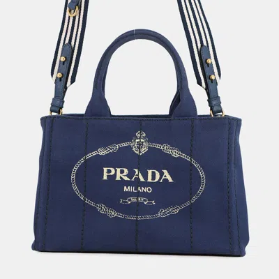 Pre-owned Prada Canapa Blue Canvas