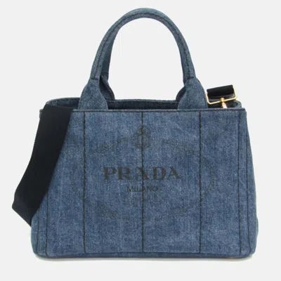 Pre-owned Prada Canapa Blue Denim Shoulder Bag