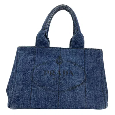 Pre-owned Prada Canapa Blue Denim Tote Bag ()