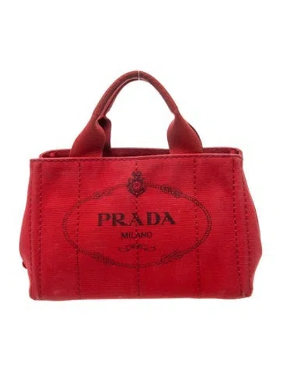 Pre-owned Prada Canapa Canapa Logo Tote In Red