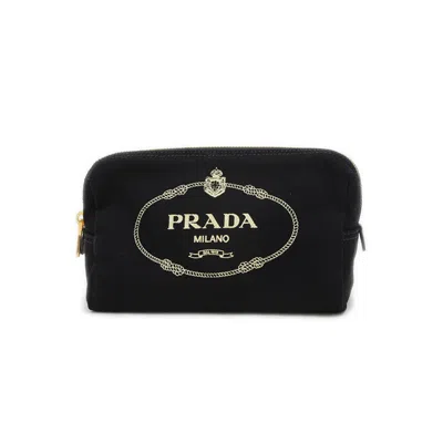 Pre-owned Prada Canapa Canapa Pouch () In Black