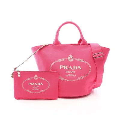 Prada Canapa Canvas 2way Tote Bag In Pink