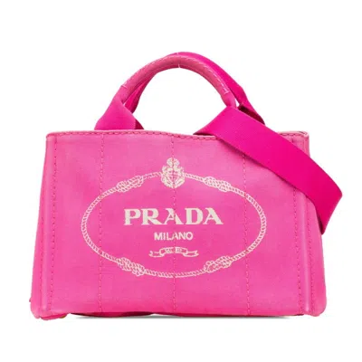 Pre-owned Prada Canapa Canvas Handbag Shoulder Bag () In Pink