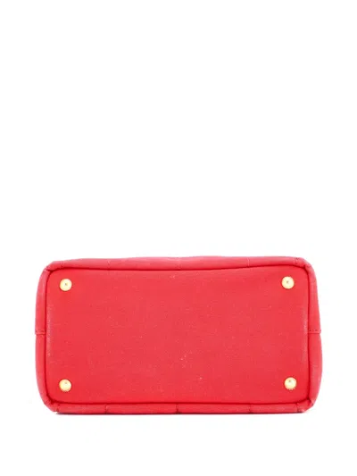 Pre-owned Prada Canapa Canvas Mini Tote Bag In Red