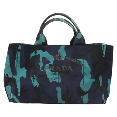 Pre-owned Prada Canapa Canvas Tote Bag () In Blue