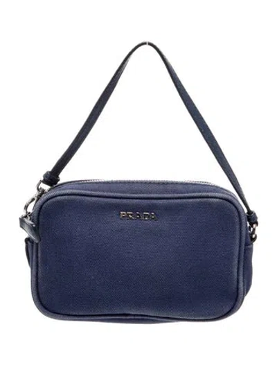 Pre-owned Prada Canapa Clutch In Blue