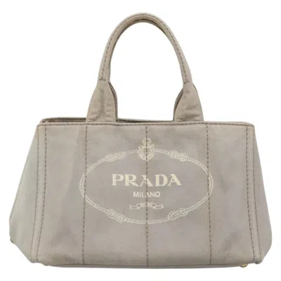 Pre-owned Prada Canapa Convertible Tote Canvas Canvas Bag () In Gray
