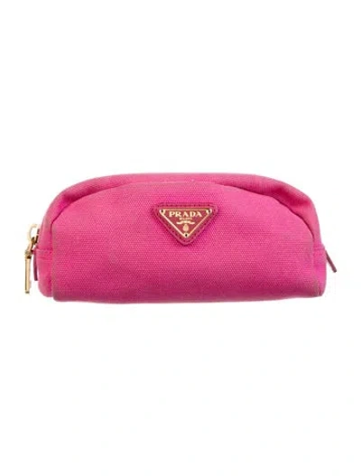 Pre-owned Prada Canapa Cosmetic Pouch In Pink