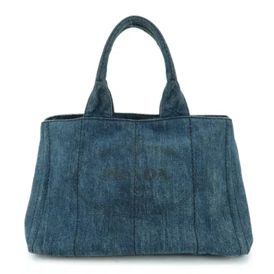 Pre-owned Prada Canapa Denim Blue Denim_jeans Tote Bag Bag ()