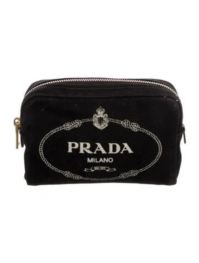 Pre-owned Prada Canapa Logo Pouch In Black