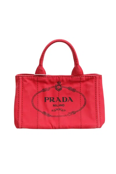 Pre-owned Prada Canapa Mini Canvas Women's Tote () In Pink