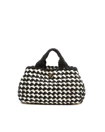 Prada Canapa Raffia Tote Bag In Multi