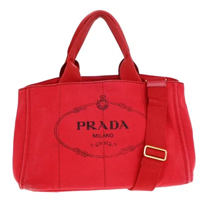 Prada Canapa Canvas Tote Bag () In Red