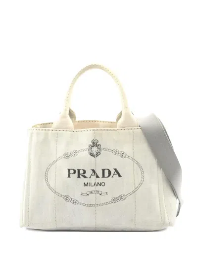 Pre-owned Prada Canapa Tote Bag In Neutral