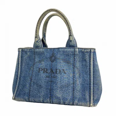 Pre-owned Prada Canapa Tote Bag () In Blue