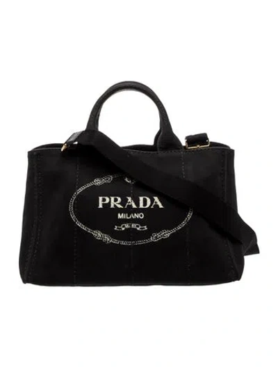 Pre-owned Prada Canapa Tote In Black
