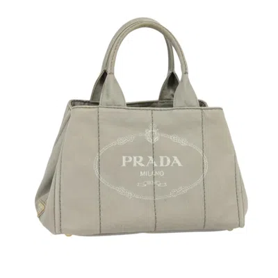 Pre-owned Prada Canapa Tote Canvas Canvas Bag () In Gray
