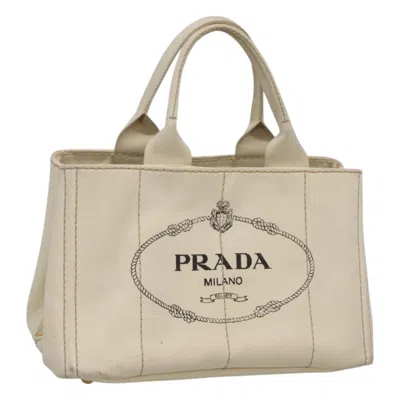 Pre-owned Prada Canapa Tote Canvas Canvas Bag () In White