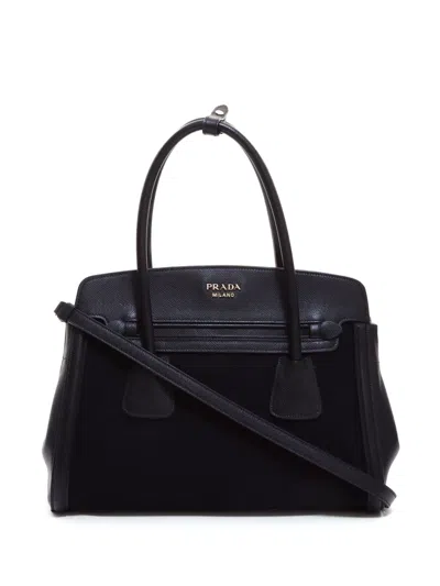 Pre-owned Prada Canapa Two-way Handbag In Black