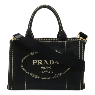 Pre-owned Prada Canapa Yellow Canapa Shoulder Bag Tote Bag () In Multi