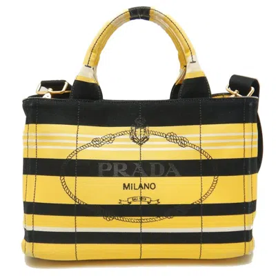 Prada Canapa Canvas Tote Bag () In Yellow