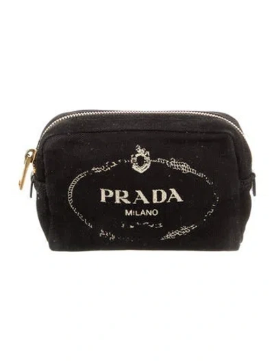 Pre-owned Prada Canapa Zip Pouch In Black