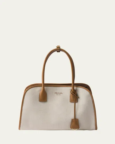Prada Canvas And Leather Top-handle Bag