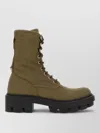 Prada Canvas Ankle Boots Chunky Sole Eyelets In Multi