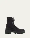 Prada Canvas Ankle Combat Boots In Black