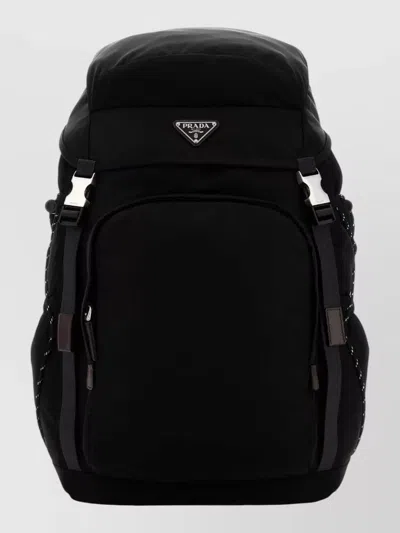 Prada Canvas Backpack Adjustable Straps Front Pocket In Orange
