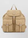 Prada Canvas Backpack Front Pockets Adjustable Straps In Neutral