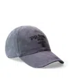 Prada Womens Blue Brand-embroidered Canvas Baseball Cap In Blue