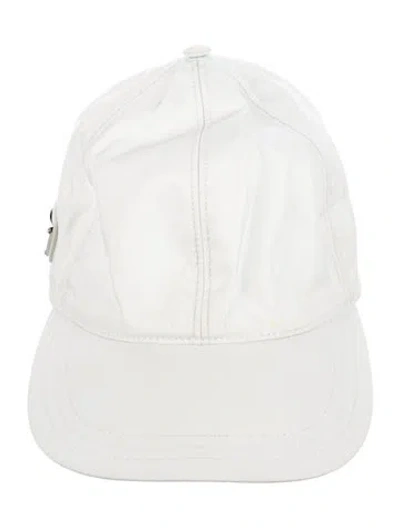 Pre-owned Prada Canvas Baseball Cap Withe Enamel Triangle In Neutral