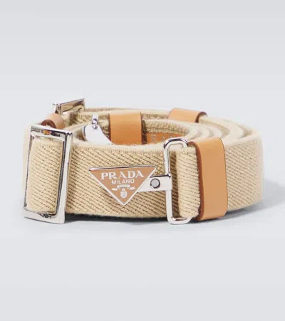 Prada Canvas Belt In Beige