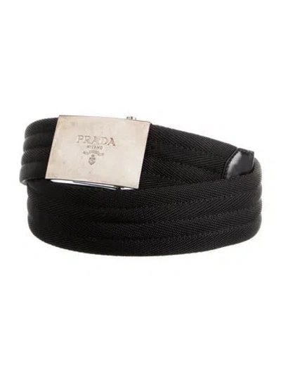 Pre-owned Prada Canvas Belt In Black