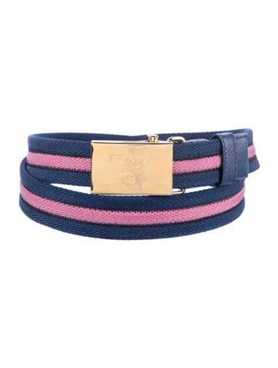 Pre-owned Prada Canvas Belt In Blue