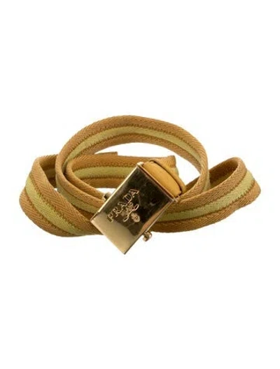 Pre-owned Prada Canvas Belt In Yellow