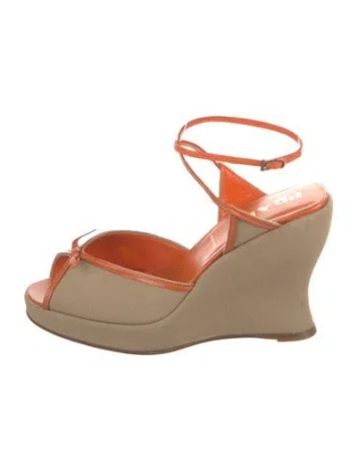 Pre-owned Prada Canvas Bow Accents Espadrilles In Neutral