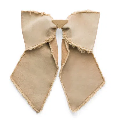 Prada Canvas Bow Hair Clip In Neutral