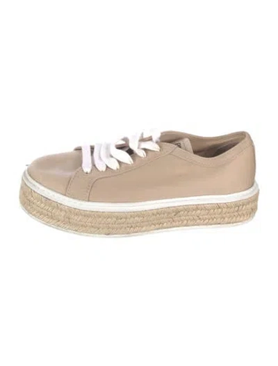 Pre-owned Prada Canvas Braided Accents Espadrille Sneakers In Neutrals