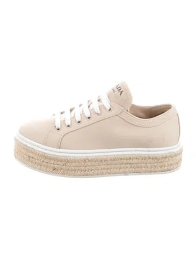Pre-owned Prada Canvas Braided Accents Espadrille Sneakers In Neutrals