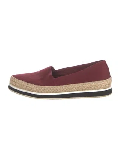 Pre-owned Prada Canvas Braided Accents Espadrilles In Burgundy
