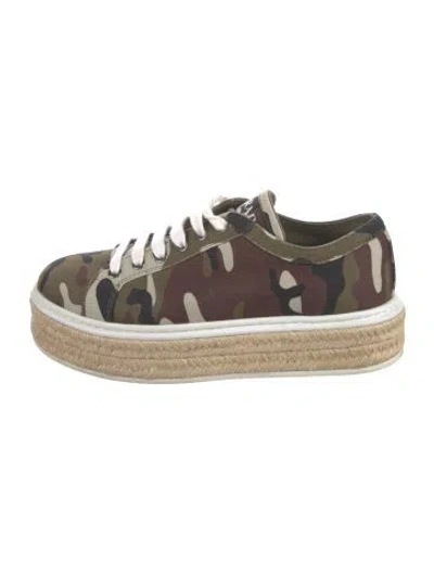 Pre-owned Prada Canvas Camouflage Print Espadrille Sneakers In Green
