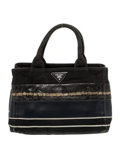 Pre-owned Prada Canvas Canapa Small In Black