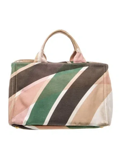 Pre-owned Prada Canvas Canapa Tote In Neutral