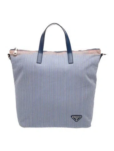 Pre-owned Prada Canvas Canvas Tote In Blue