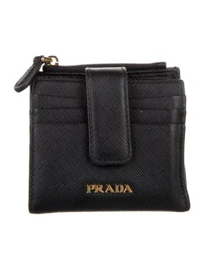 Pre-owned Prada Canvas Card Holder In Black