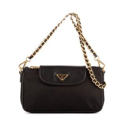 Pre-owned Prada Canvas Chain Crossbody Pouch Null In Black